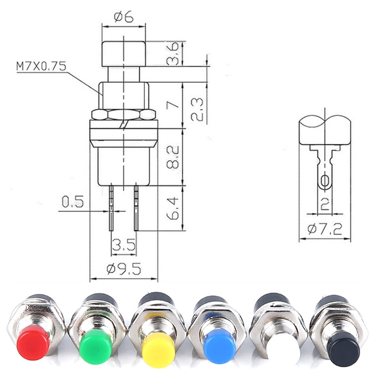 10 PCS 7mm Thread Multicolor 2 Pins Momentary Push Button Switch(Yellow) - Consumer Electronics by buy2fix | Online Shopping UK | buy2fix