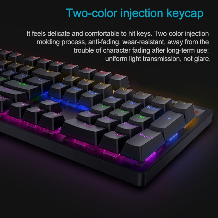 Rapoo V500 PRO Mixed Light 104 Keys Desktop Laptop Computer Game Esports Office Home Typing Wired Mechanical Keyboard(Red Shaft) - Wired Keyboard by Rapoo | Online Shopping UK | buy2fix