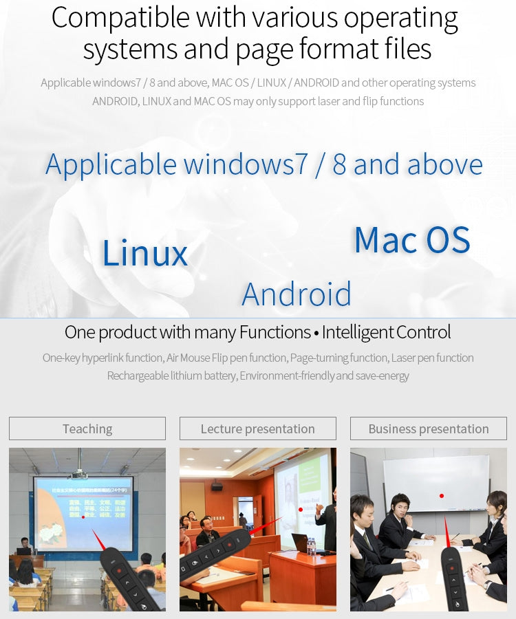 Rechargable RF 2.4G Wireless Presenter with Air Mouse PowerPoint Remote Control -  by buy2fix | Online Shopping UK | buy2fix