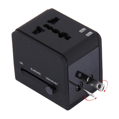 5V 2.1A Dual USB Power Socket Charger Adapter, UK / EU / US / AU Plug(Black) - Consumer Electronics by buy2fix | Online Shopping UK | buy2fix