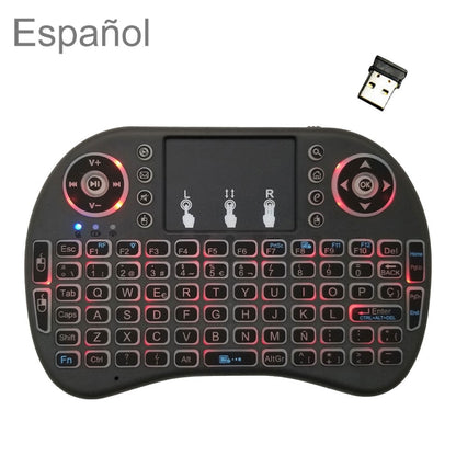 Support Language: Spanish i8 Air Mouse Wireless Backlight Keyboard with Touchpad for Android TV Box & Smart TV & PC Tablet & Xbox360 & PS3 & HTPC/IPTV - MINI PC Accessories & Gadgets by buy2fix | Online Shopping UK | buy2fix