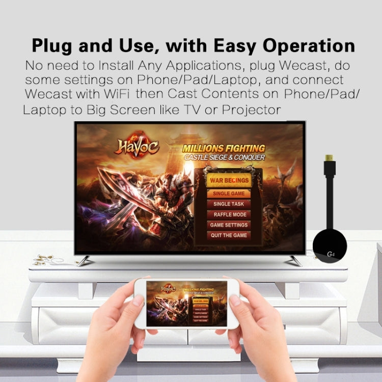 G4 Wireless WiFi Display Dongle Receiver Airplay Miracast DLNA TV Stick for iPhone, Samsung, and other Android Smartphones, Dual Core Cortex A7 up to 1.5GHz(Black) - Consumer Electronics by buy2fix | Online Shopping UK | buy2fix