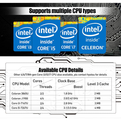 HYSTOU P09-6L Windows / Linux System Mini PC, Intel Celeron 3865U 2 Core 2 Threads up to 1.80GHz, Support mSATA, 4GB RAM DDR3 + 128GB SSD - Windows Mini PCs by HYSTOU | Online Shopping UK | buy2fix