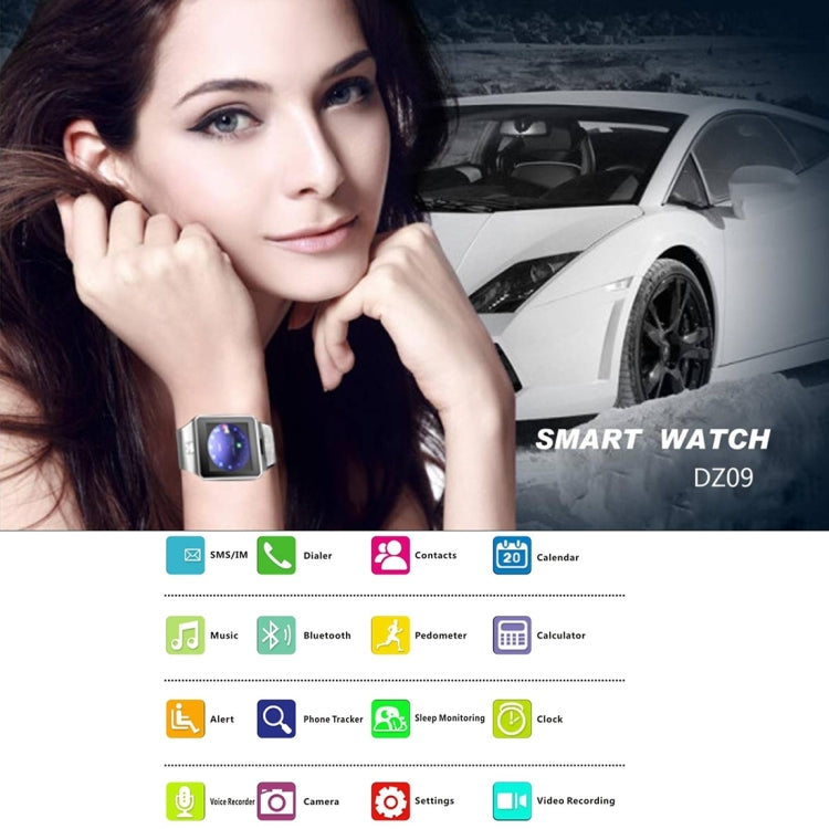 DZ09 1.56 inch Screen Bluetooth 3.0 Android 4.1 OS Above Smart Watch Phone with Bluetooth Call & Call Reminder & Sleep Monitor & Pedometer & Sedentary Reminder & Calendar & SMS & Audio and Video Player & Anti-loss Function(Black) - Smart Watches by buy2fix | Online Shopping UK | buy2fix