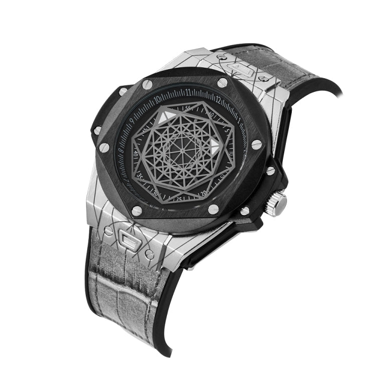 CAGARNY 6868 Geometric Polygon Dial Quartz Dual Movement Watch Men TPU Strap Watch (Gray Belt Black Shell) - Other Watches by CAGARNY | Online Shopping UK | buy2fix