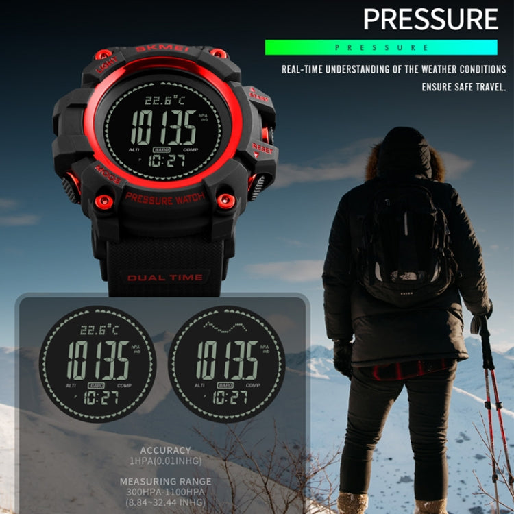 SKMEI 1358 Multifunctional Men Outdoor Sports 30m Waterproof Digital Watch with Compass / Barometer / Altimeter/ Pedometer Function(Army Green) - Sport Watches by SKMEI | Online Shopping UK | buy2fix