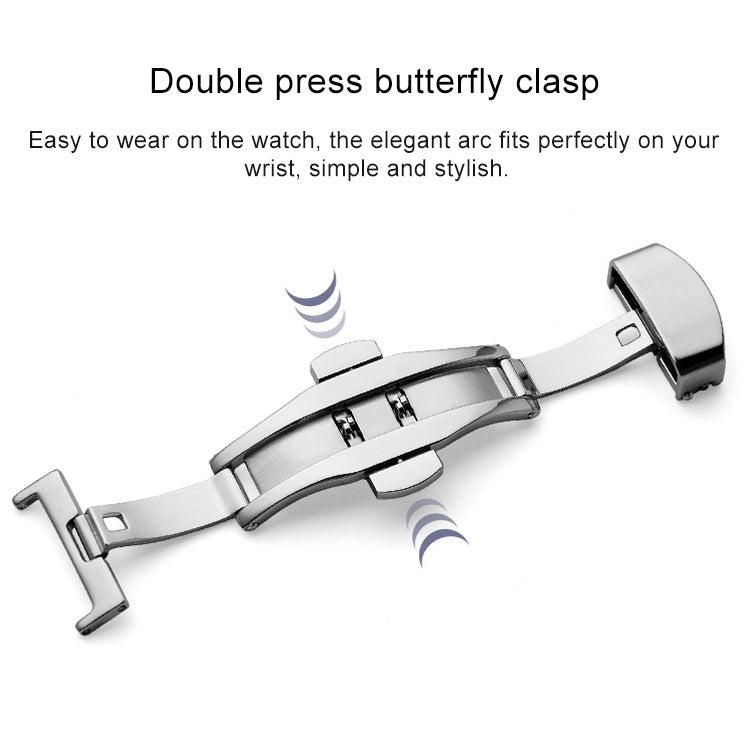 Watch Leather Watch Band Butterfly Buckle 316 Stainless Steel Double Snap, Size: 20mm (Silver) - Smart Wear by buy2fix | Online Shopping UK | buy2fix
