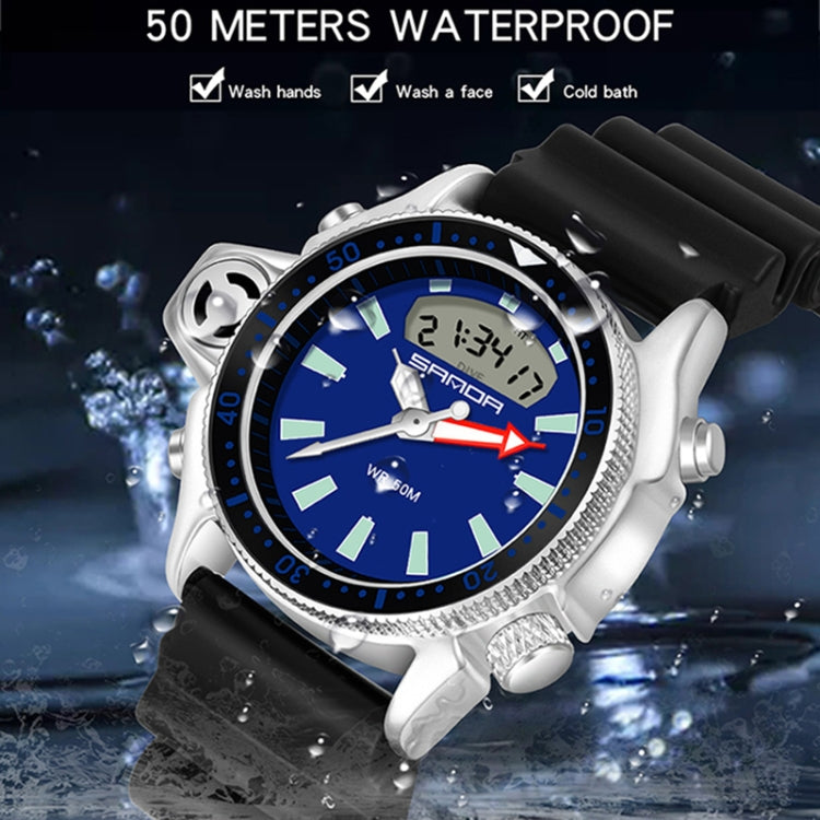 SANDA 3008 Multifunctional Men Outdoor Sports Noctilucent 50m Waterproof Digital Wrist Watch (Black) - Sport Watches by SANDA | Online Shopping UK | buy2fix