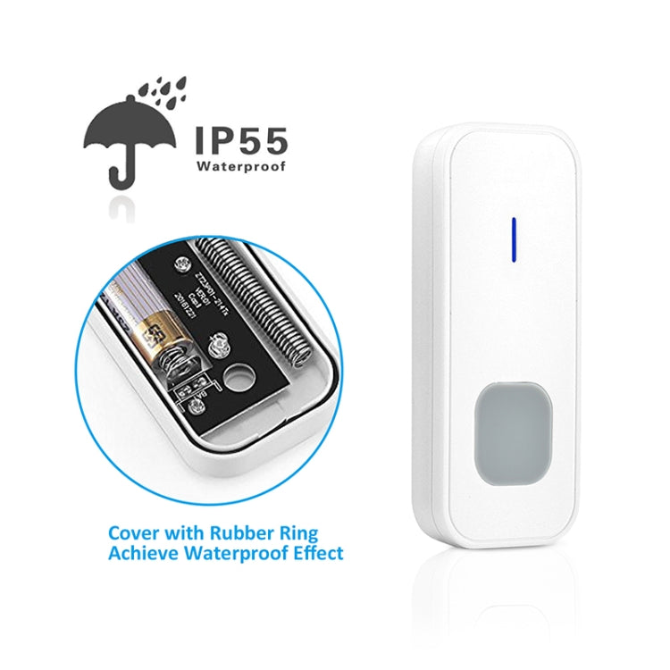 P7 110dB Wireless IP55 Waterproof Low Power Consumption WiFi Doorbell Receiver with Night Light , 53 Music Options, Receiver Distance: 300m (White) - Security by buy2fix | Online Shopping UK | buy2fix