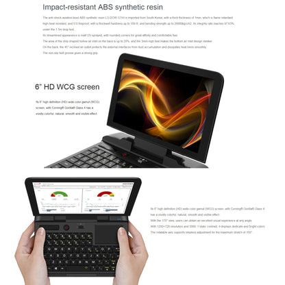 GPD MicroPC Mini Laptop, 6.0 inch, 8GB+256GB, Windows 10 Intel Celeron N4120 Quad Core, Support Dual Band WiFi & Bluetooth & TF Card, US Plug(Black) - Others by GPD | Online Shopping UK | buy2fix