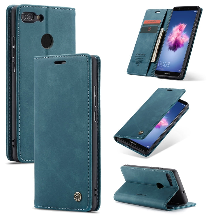 CaseMe Multifunctional Retro Frosted Horizontal Flip Leather Case for Huawei P Smart / Enjoy 7S /  Honor 9 Lite, with Card Slots & Holder & Wallet(Blue) - Honor Cases by CaseMe | Online Shopping UK | buy2fix