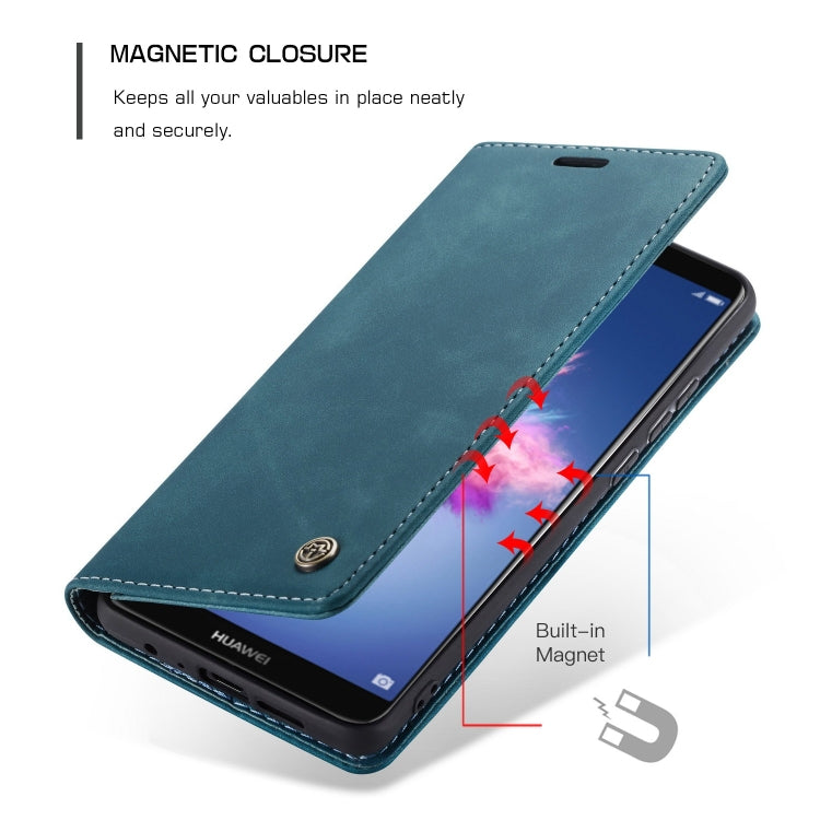 CaseMe Multifunctional Retro Frosted Horizontal Flip Leather Case for Huawei P Smart / Enjoy 7S /  Honor 9 Lite, with Card Slots & Holder & Wallet(Blue) - Honor Cases by CaseMe | Online Shopping UK | buy2fix