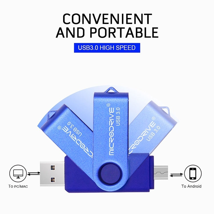 MicroDrive 16GB USB 3.0 Android Phone & Computer Dual-use Rotary Metal U Disk (Red) - USB Flash Drives by MicroDrive | Online Shopping UK | buy2fix