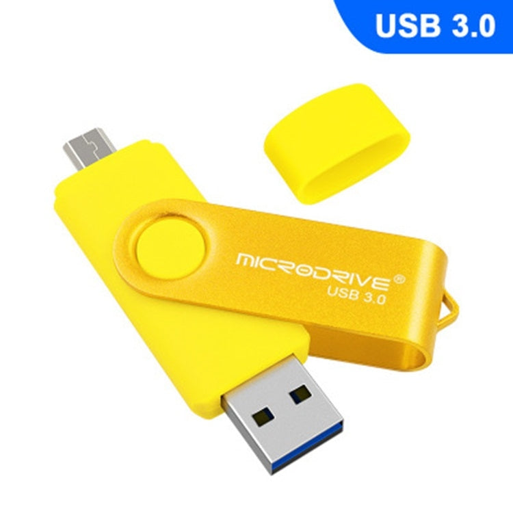 MicroDrive 16GB USB 3.0 Android Phone & Computer Dual-use Rotary Metal U Disk (Yellow) - USB Flash Drives by MicroDrive | Online Shopping UK | buy2fix