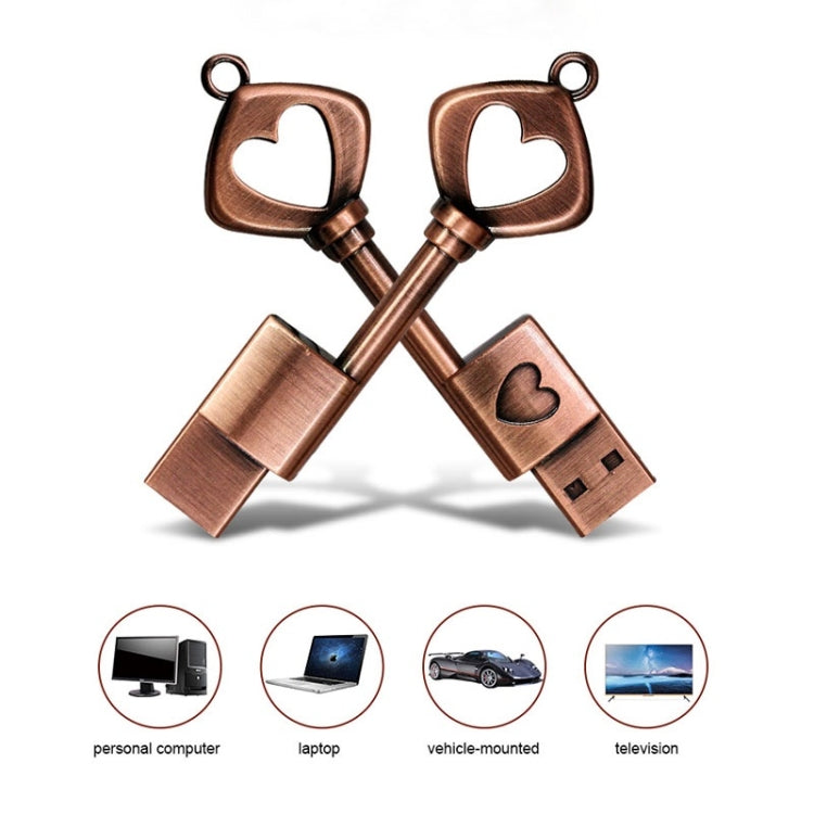 MicroDrive 16GB USB 2.0 Copper Love Key U Disk - USB Flash Drives by MicroDrive | Online Shopping UK | buy2fix