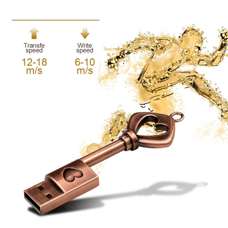 MicroDrive 64GB USB 2.0 Copper Love Key U Disk - USB Flash Drives by MicroDrive | Online Shopping UK | buy2fix