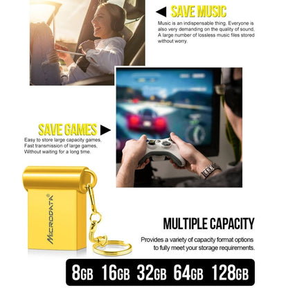 MiCRODATA 4GB USB 2.0 Computer and Car Two-use Mini Metal U Disk (Gold) - USB Flash Drives by MiCRODATA | Online Shopping UK | buy2fix