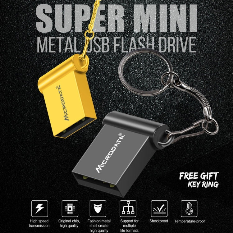 MiCRODATA 4GB USB 2.0 Computer and Car Two-use Mini Metal U Disk (Gold) - USB Flash Drives by MiCRODATA | Online Shopping UK | buy2fix