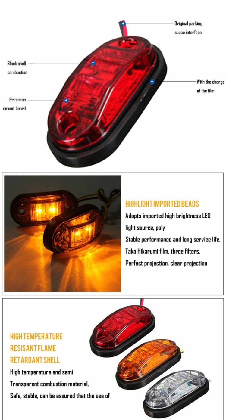 YWXLight 10-30V Oval Clearing Truck Trailer Side Marker Light (Orange) - LED Light by YWXLight | Online Shopping UK | buy2fix